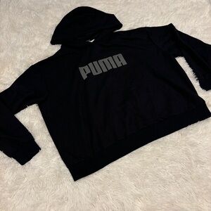 Puma black Pullover Hooded Sweatshirt/Hoodie Gray Logo Size XL